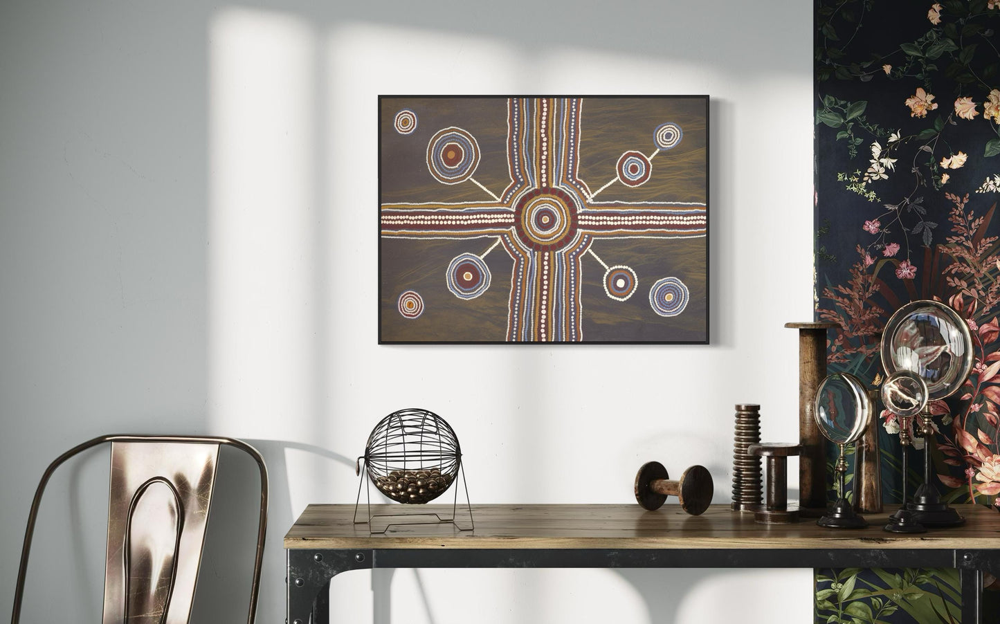 Aboriginal Dot Painting Downloadable Print – Tjukurpa Crossroads (Ancestral Meeting Place) | Dreaming Pathways Art | Multi-Ratio File