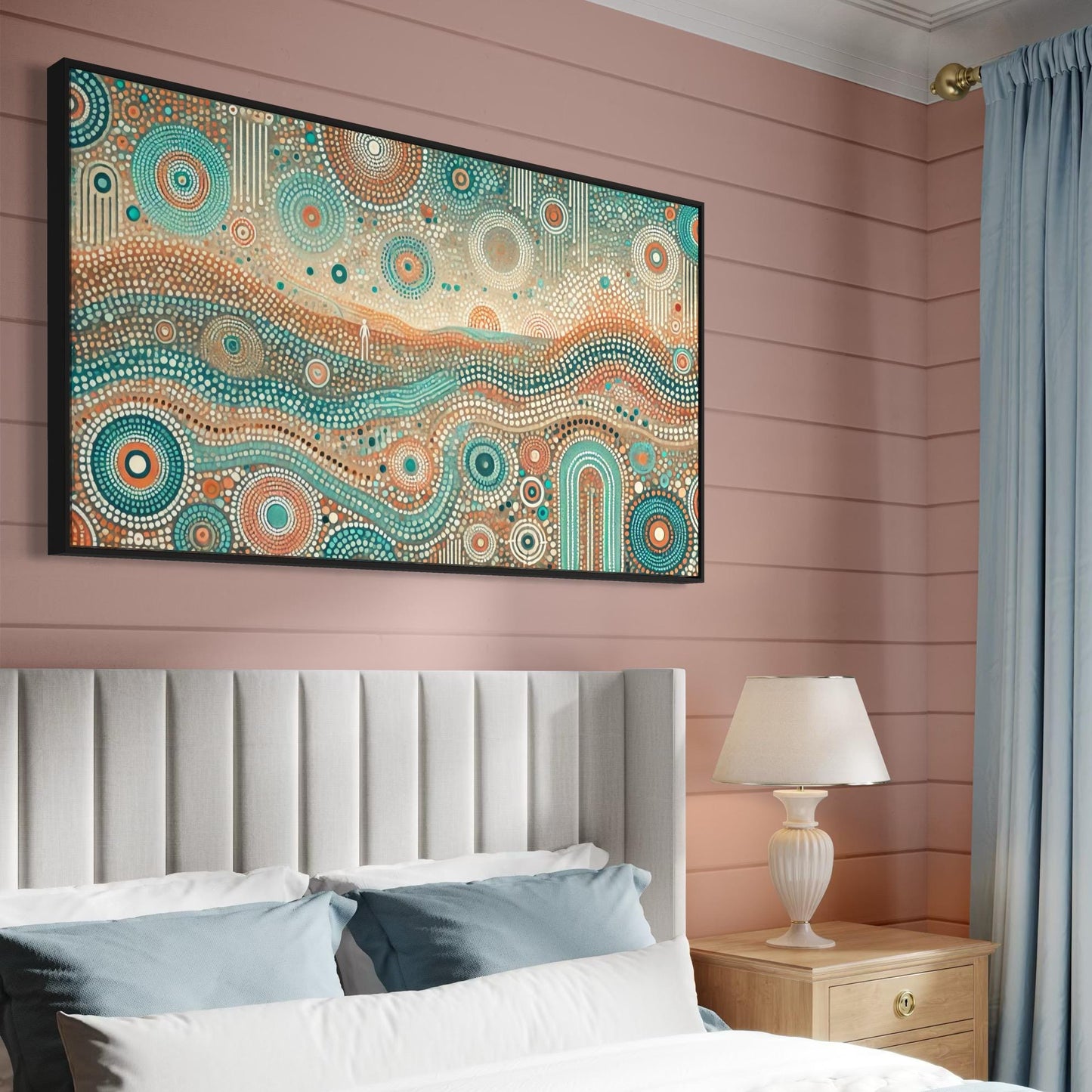Aboriginal Dot Painting Downloadable Print – Marrali Ngurra (Skybound Country) | Spiritual Dreaming Art | Horizontal Printable Wall Decor