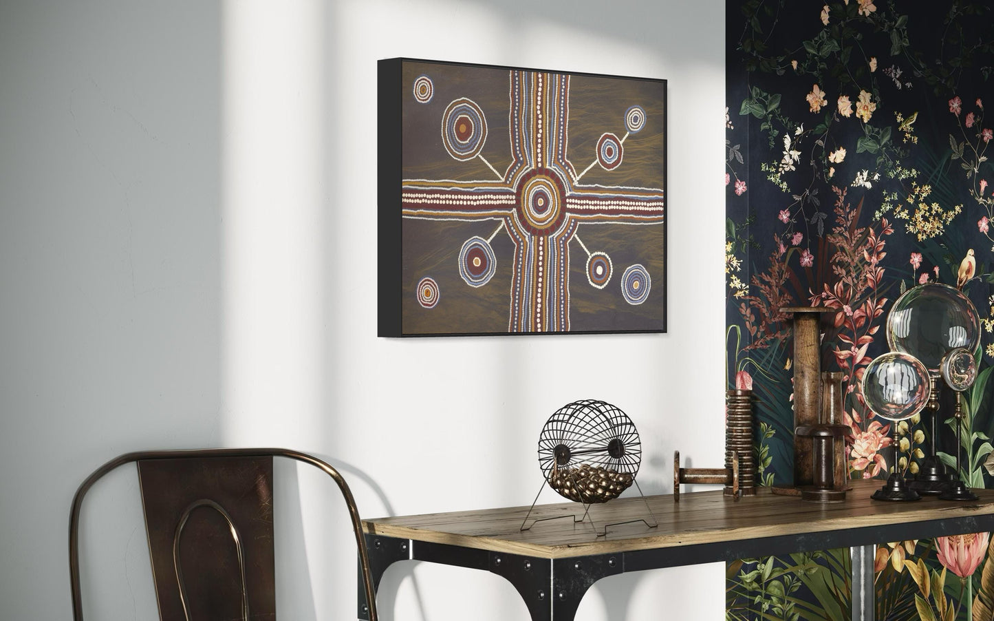 Aboriginal Dot Painting Downloadable Print – Tjukurpa Crossroads (Ancestral Meeting Place) | Dreaming Pathways Art | Multi-Ratio File