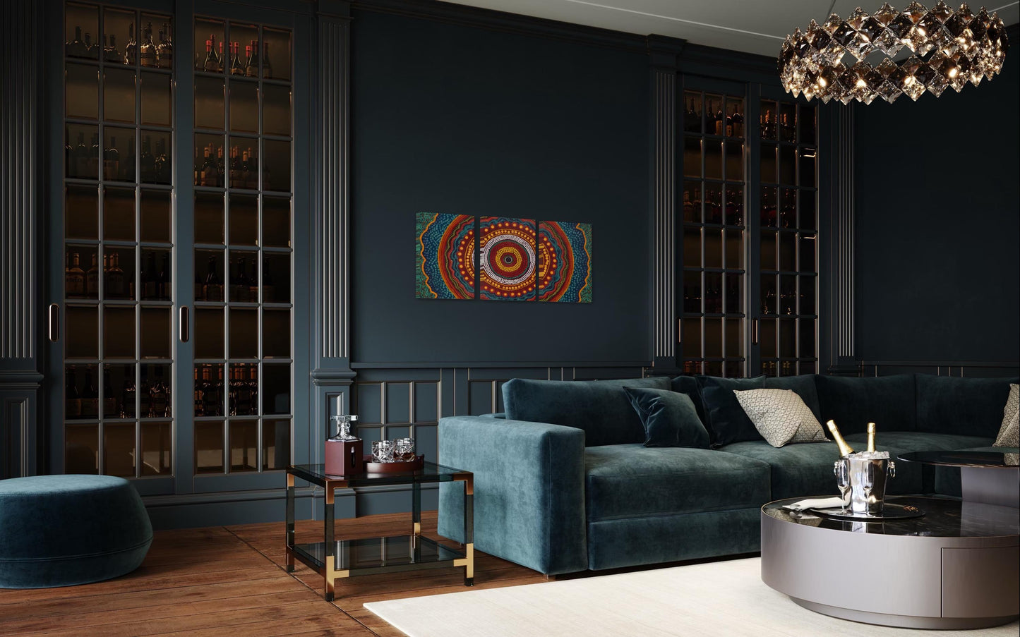 Aboriginal Dot Painting Downloadable Print – Yarrila Radiance Triptych (Sunlight Story) | Modern Wall Decor | Multi-Ratio Vertical Art