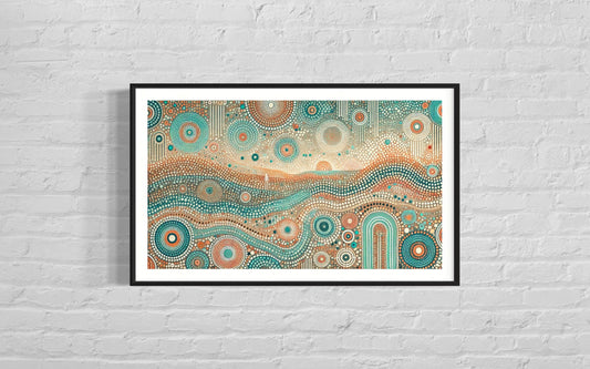 Aboriginal Dot Painting Downloadable Print – Marrali Ngurra (Skybound Country) | Spiritual Dreaming Art | Horizontal Printable Wall Decor